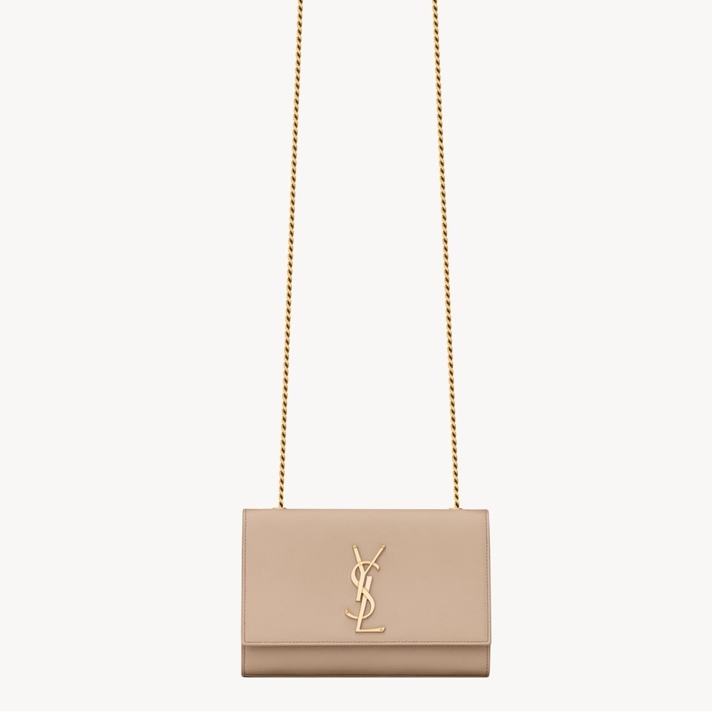 Saint Laurent Kate Gold Crossbody Bag with Chain Strap
